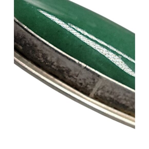 CII Mexico 925 Aventurine Pendant Oblong Sterling Silver Gemstone Chunky Vintage - Picture 7 of 8